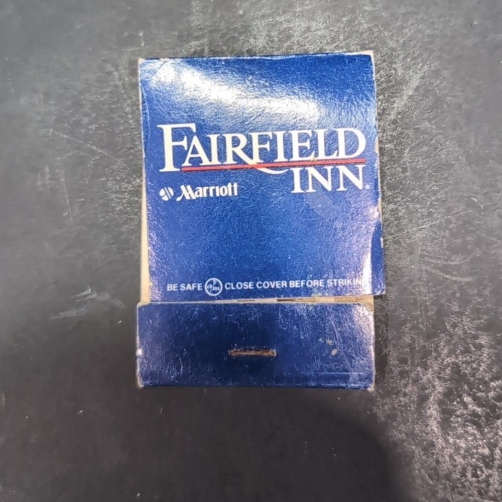 Fairfield Inn Marriott Matchbook, Vintage Blue White Hotel Advertising Ephemera